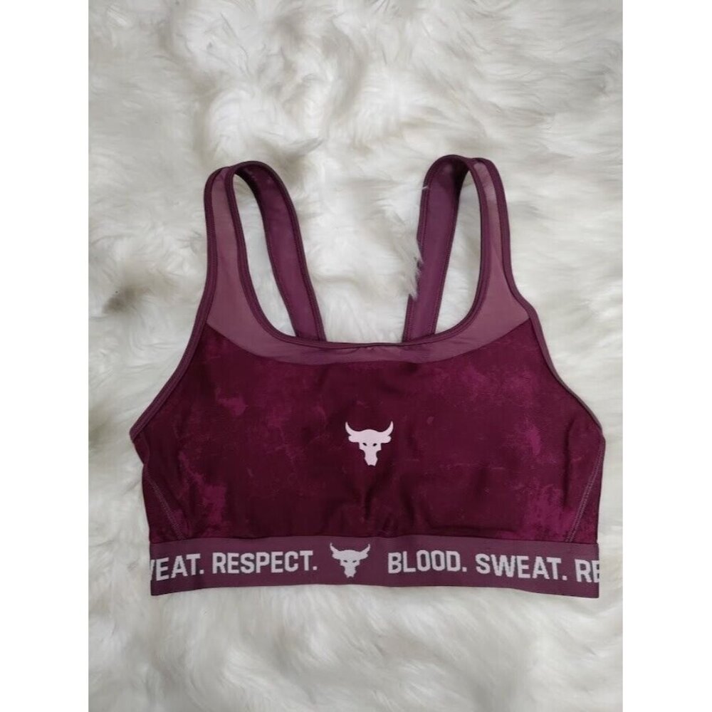 Under Armour Womens Project Rock Sports Bra Purple Tie Dye V Back L